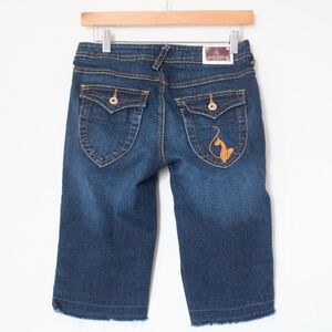 Baby Phat | Vintage 00’s Dark Wash Bermuda Shorts with Cat Logo On Back | Size 7